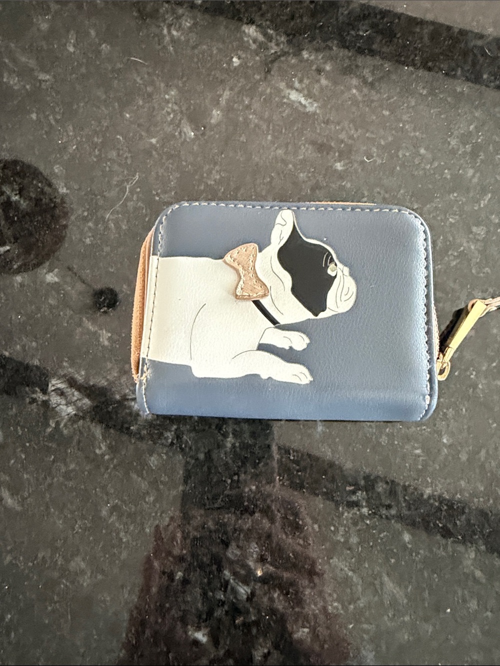 Pet-Themed Small Pets Wallet in Blue with Dog Applique